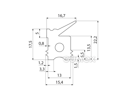 Geformtes Silikonprofil, 22,2x16,7mm, 60°ShA, -60°C/+180°C, weiß, 